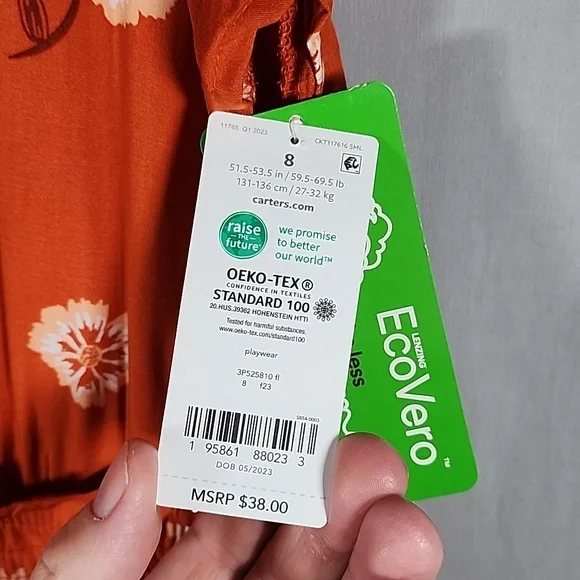 Carter's Girl Flower Dress Orange Size 8/8A - Picture 4 of 4